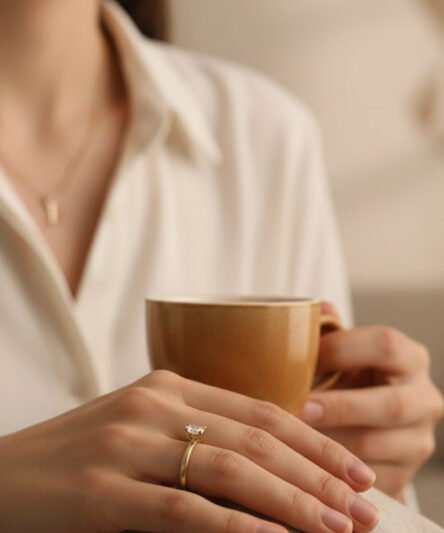 XUPING JEWELRY 14 Ayar Altın Kaplama, Tek Taş Zirkon Taşlı Yüzük