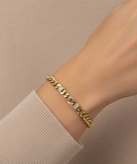 XUPING JEWELRY 14 Ayar Altın Kaplama, Luna Zirkon Taşlı Bileklik
