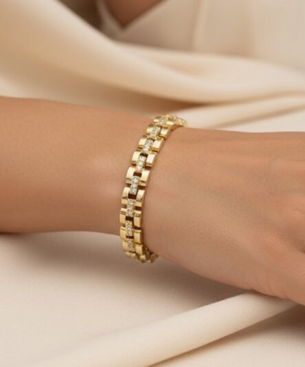 XUPING JEWELRY 14 Ayar Altın Kaplama, Edelya Zirkon Taşlı Bileklik