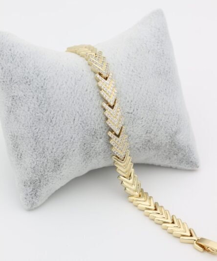 XUPING JEWELRY 14 Ayar Altın Kaplama,Balık Sırtı Zirkon Taşlı Bileklik