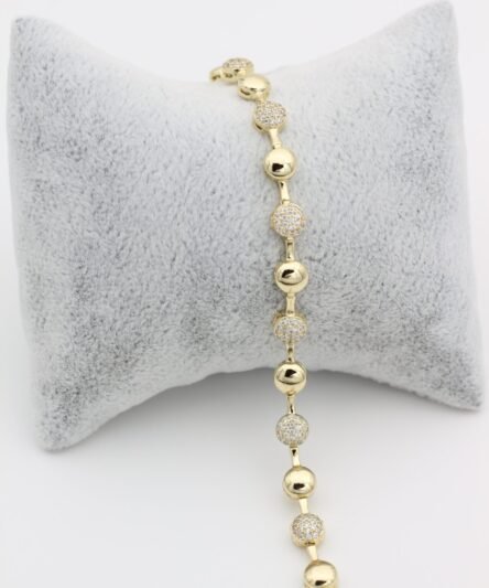 XUPING JEWELRY 14 Ayar Altın Kaplama, Yuvarlak Top Zirkon Taşlı Bileklik