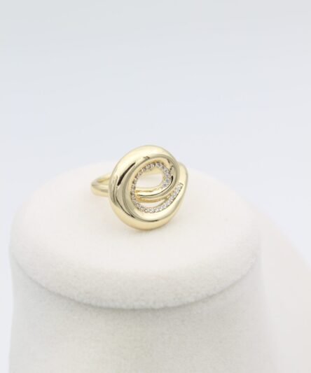 XUPING JEWELRY 14 Ayar Altın Kaplama Salyangoz Model Zirkon Taşlı Yüzük