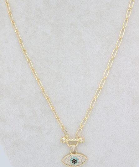 14 Ayar Altın Kaplama, Vip Serisi Göz Zirkon Taşlı Kolye