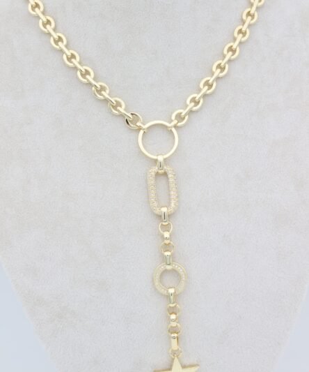 14 Ayar Altın Kaplama, Vip Serisi Gemici Zirkon Taşlı Kolye