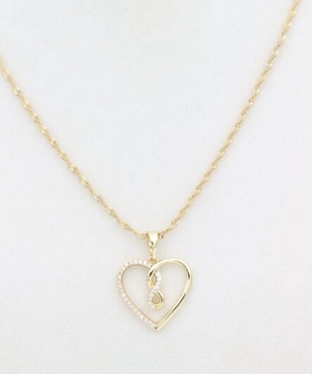 XUPING JEWELRY 14 Ayar Altın Kaplama, Kalpli Sonsuz Zirkon Taşlı Kolye