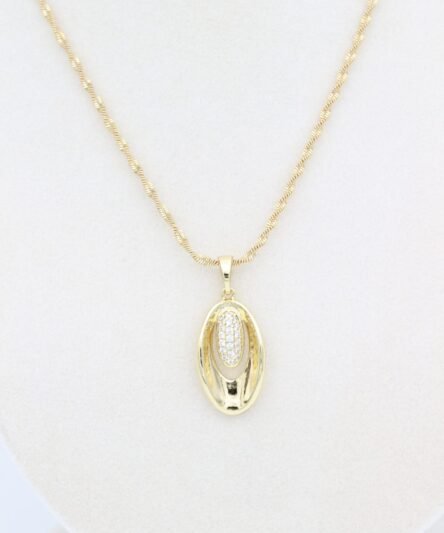 XUPING JEWELRY 14 Ayar Altın Kaplama, Yaprak Büyük Zirkon Taşlı Kolye