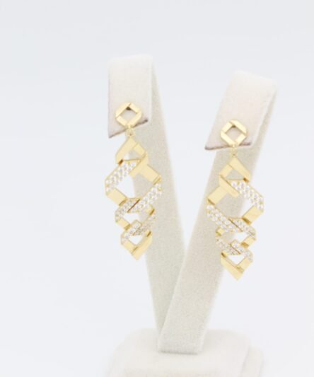 XUPING JEWELRY 14 Ayar Altın Kaplama, Zeyna Sallantılı Zirkon Taşlı Küpe