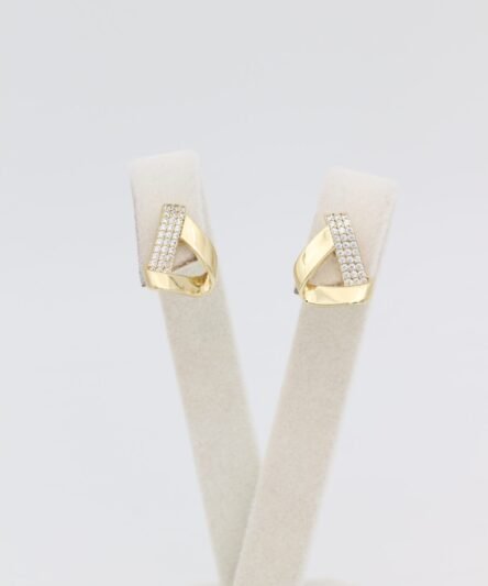 XUPING JEWELRY 14 Ayar Altın Kaplama, Üçgen Zirkon Taşlı Küpe