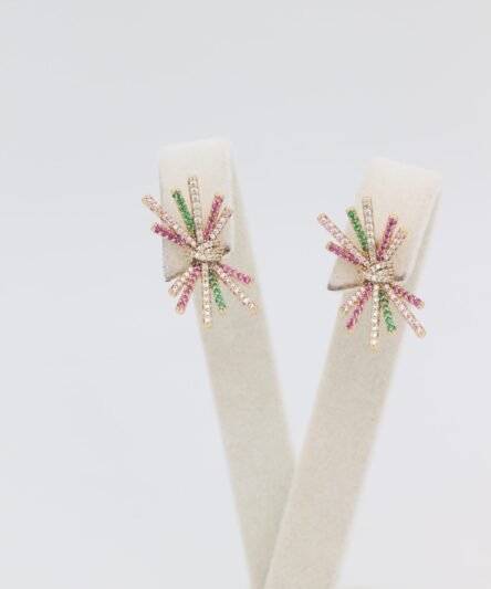 XUPING JEWELRY 14 Ayar Altın Kaplama, Renkli Kurdela Zirkon Taşlı Küpe