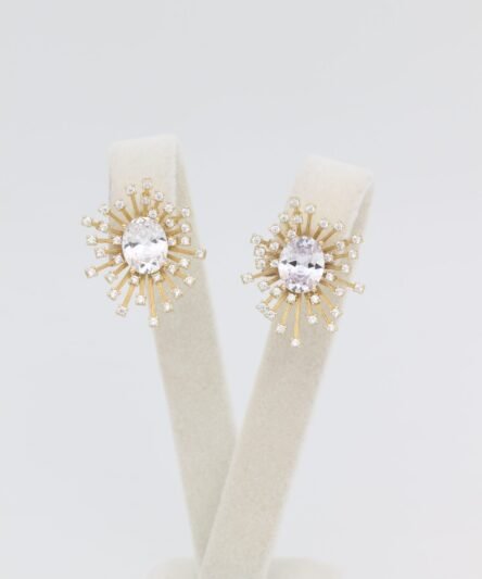 XUPING JEWELRY 14 Ayar Altın Kaplama, Güneş Zirkon Taşlı Küpe