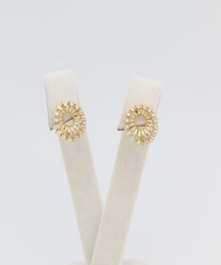 XUPING JEWELRY 14 Ayar Altın Kaplama, Diamond Oval Zirkon Taşlı Küpe