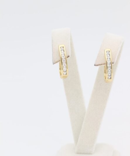 XUPING JEWELRY 14 Ayar Altın Kaplama, Dik Köşe Zirkon Taşlı Küpe