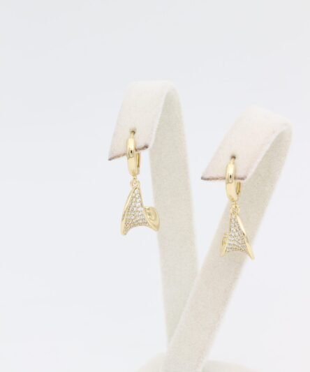 XUPING JEWELRY 14 Ayar Altın Kaplama, Sallantılı Yaprak Zirkon Taşlı Küpe