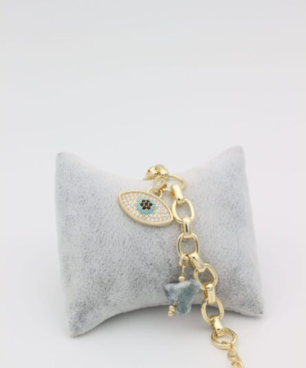 14 Ayar Altın Kaplama, Vip Serisi Göz Zirkon Taşlı Bileklik