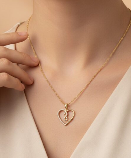 XUPING JEWELRY 14 Ayar Altın Kaplama, Kalpli Sonsuz Zirkon Taşlı Kolye