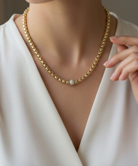 XUPING JEWELRY 14 Ayar Altın Kaplama, Kobra Zirkon Taşlı Kolye