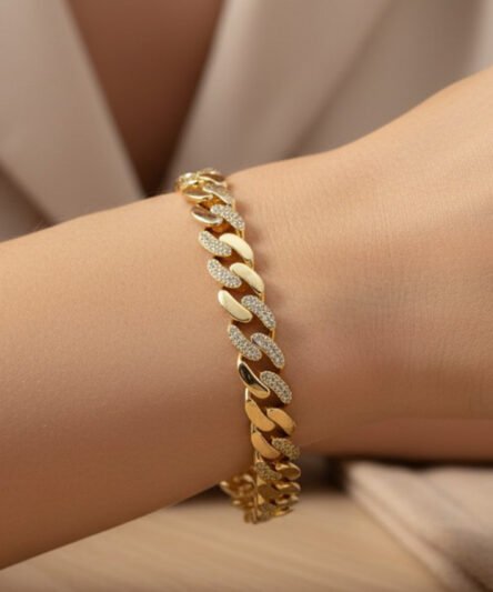 XUPING JEWELRY 14 Ayar Altın Kaplama, Örgü Gurmet Zirkon Taşlı Bileklik