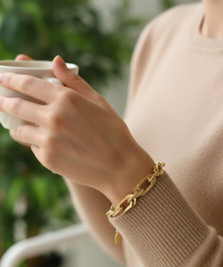 XUPING JEWELRY 14 Ayar Altın Kaplama, Zincir Model Bileklik