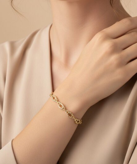 XUPING JEWELRY 14 Ayar Altın Kaplama, Aşk Düğümü Zirkon Taşlı Bileklik