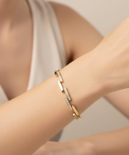 XUPING JEWELRY 14 Ayar Altın Kaplama, Çubuk Zirkon Taşlı Bileklik