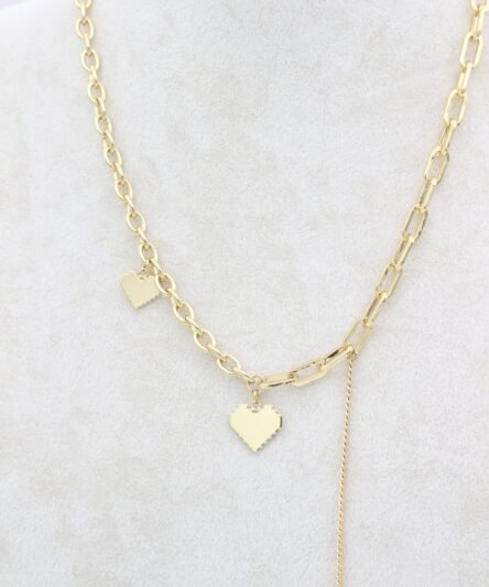 XUPING JEWELRY 14 Ayar Altın Kaplama, Zincir Kalp Model Kolye