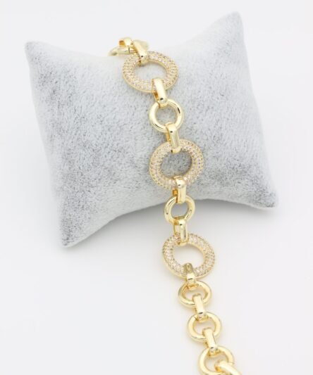 Stil İncisi14 Ayar Altın Kaplama, Vip Serisi Halka Zirkon Taşlı Bileklik