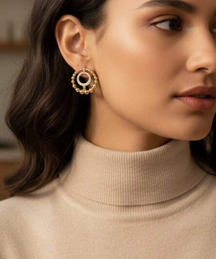 XUPING JEWELRY 14 Ayar Altın Kaplama, Vintage Zirkon Taşlı  Küpe