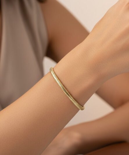 XUPING JEWELRY 14 Ayar Altın Kaplama, Balık sırtı ince model  bileklik