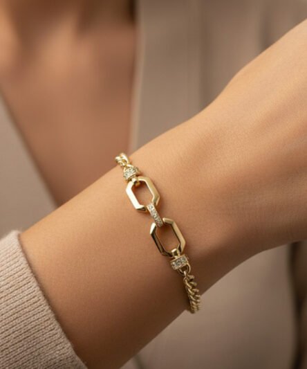 XUPING JEWELRY 14 Ayar Altın Kaplama, Henna Zirkon Taşlı bileklik