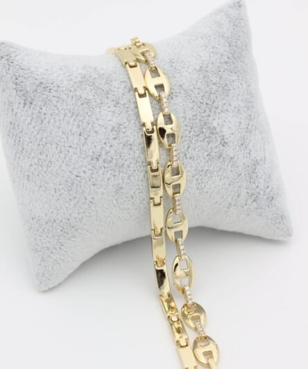 XUPING JEWELRY 14 Ayar Altın Kaplama, İkili Badem Dikdörtgen Bileklik