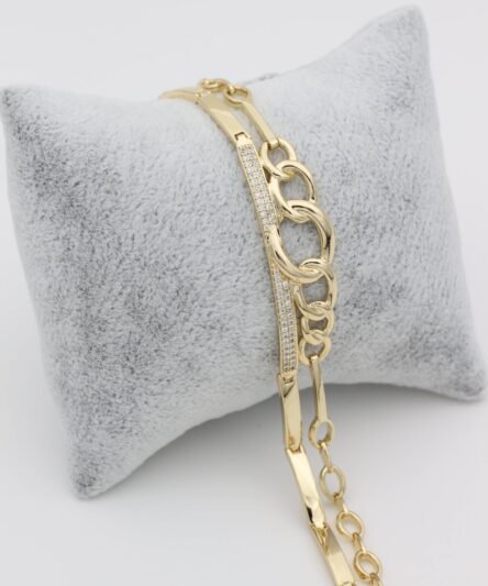 XUPING JEWELRY 14 Ayar Altın Kaplama, Taç Model  Zirkon Taşlı bileklik