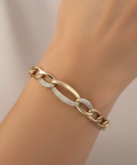 XUPING JEWELRY 14 Ayar Altın Kaplama,  Liben zirkon taşlı Bileklik