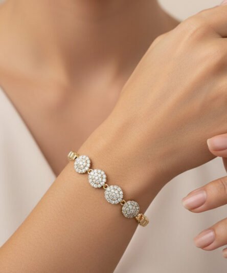 XUPING JEWELRY 14 Ayar Altın Kaplama,  Shesra Zirkon Taşlı Bileklik