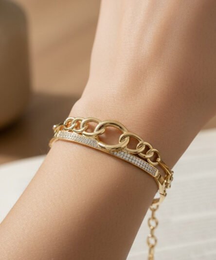 XUPING JEWELRY 14 Ayar Altın Kaplama, Taç Model  Zirkon Taşlı bileklik