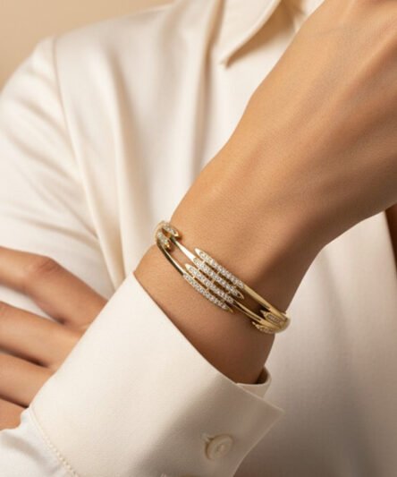 XUPING JEWELRY 14 Ayar Altın Kaplama, Floria Zirkon Taşlı Kelepçe