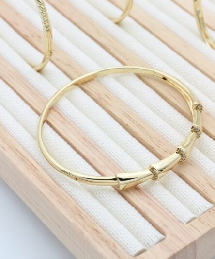 XUPING JEWELRY 14 Ayar Altın Kaplama, Timsah Sırtı Zirkon Taşlı Kelepçe