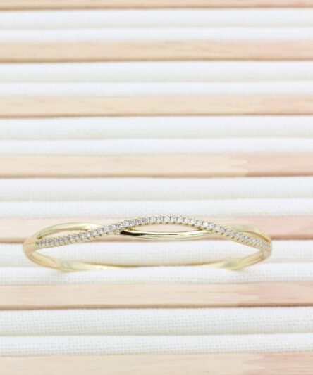 XUPING JEWELRY 14 Ayar Altın Kaplama, Sarmal Zirkon Taşlı Kelepçe