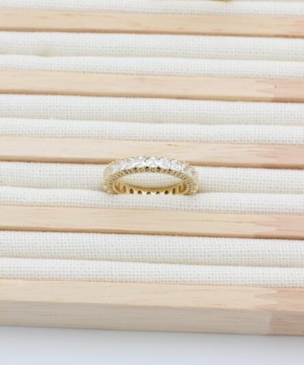 XUPING JEWELRY 14 Ayar Altın Kaplama, Kare Taşlı Tambur Zirkon Taşlı Yüzük