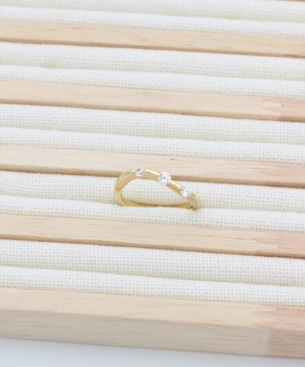 XUPING JEWELRY 14 Ayar Altın Kaplama, Asimetrik Damla Zirkon Taşlı Yüzük