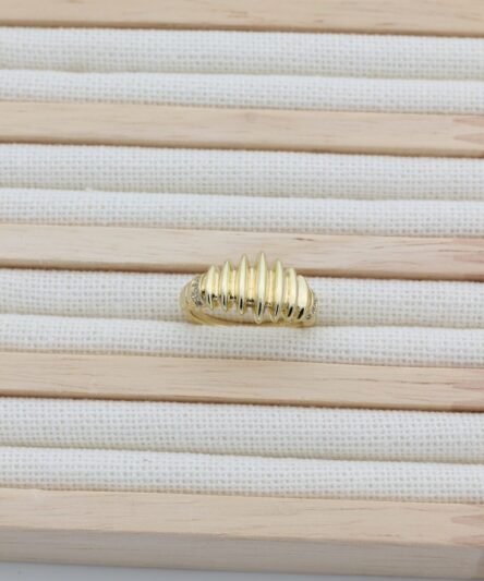 XUPING JEWELRY 14 Ayar Altın Kaplama, Şerit Detaylı Yüzük