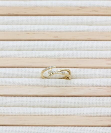 XUPING JEWELRY 14 Ayar Altın Kaplama, Çapraz Zirkon Taşlı Yüzük