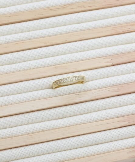 XUPING JEWELRY 14 Ayar Altın Kaplama, Yarım Tamtur Zirkon Taşlı Yüzük