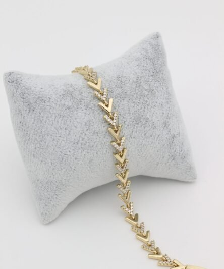 XUPING JEWELRY 14 Ayar Altın Kaplama, Balık Sırtı Zirkon Taşlı Bileklik