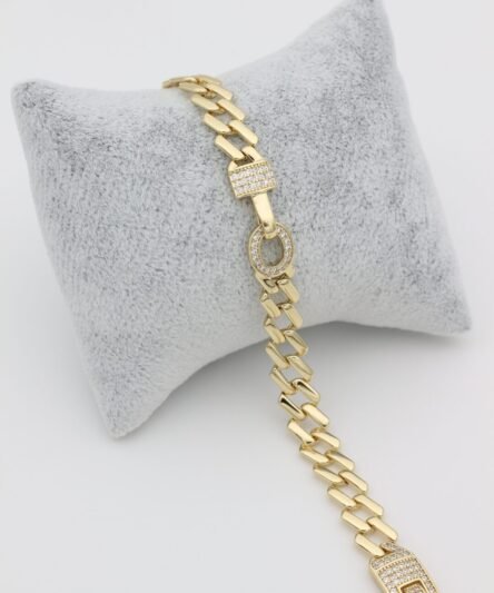 XUPING JEWELRY 14 Ayar Altın Kaplama, Çift Taraflı Zirkon Taşlı Bileklik