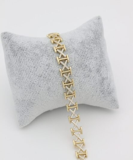 XUPING JEWELRY 14 Ayar Altın Kaplama, X Sıralı Zirkon Taşlı Bileklik