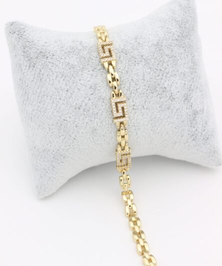 XUPING JEWELRY 14 Ayar Altın Kaplama, Labirent Desenli Zirkon Taşlı Bileklik