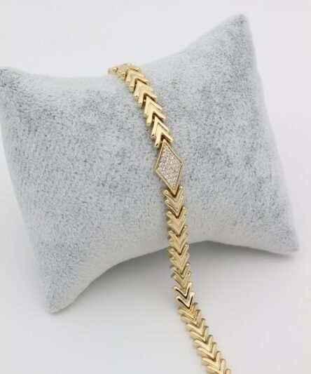 XUPING JEWELRY 14 Ayar Altın Kaplama, Üçgen Zirkon Taşlı Bileklik