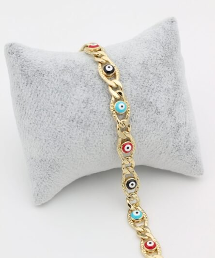 XUPING JEWELRY 14 Ayar Altın Kaplama, Nazar Boncuklu Taşlı Bileklik