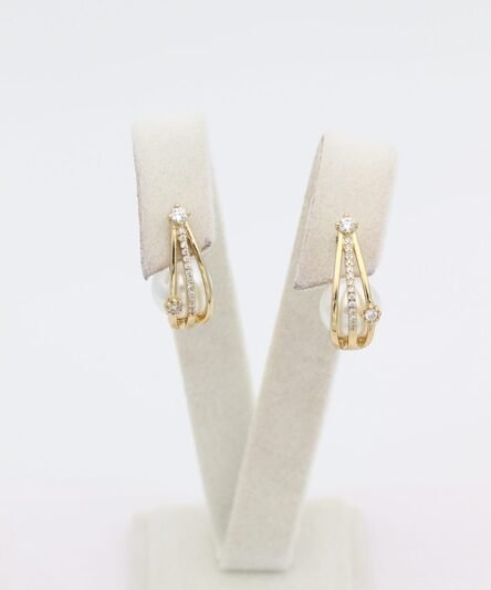 XUPING JEWELRY 14 Ayar Altın Kaplama, Elips İncili Model Küpe