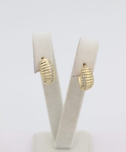 XUPING JEWELRY 14 Ayar Altın Kaplama, Tırtıklı Zirkon Taşlı Küpe